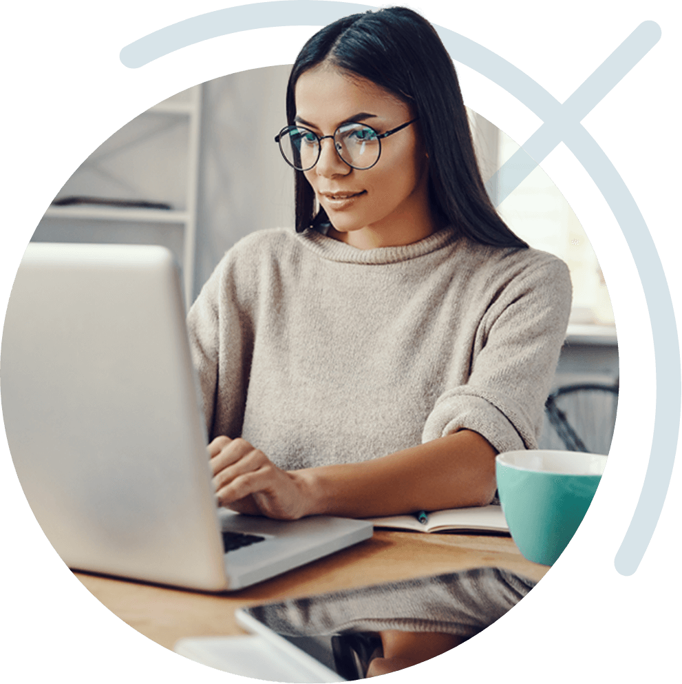 Woman using her laptop.